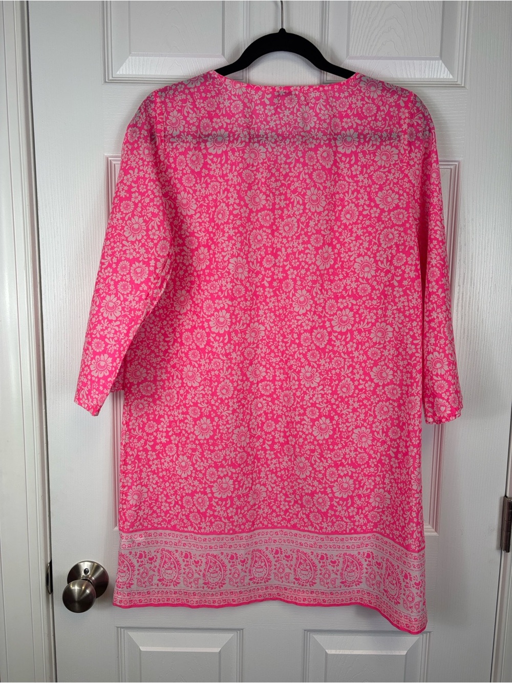 J. Crew neon pink floral tunic swim cover up sz sm - Picture 9 of 9